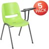 Flash Furniture Green Ergonomic Shell Chair with Left Handed Flip-Up Tablet Arm, PK5 5-RUT-EO1-GN-LTAB-GG